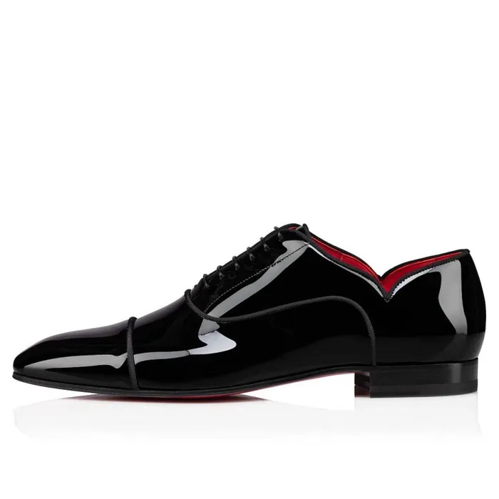 Christian Louboutin Buckles and Laceups Men Greggy Chick Laceup Shoes 8211 Patent Calf Leather 8211 Black