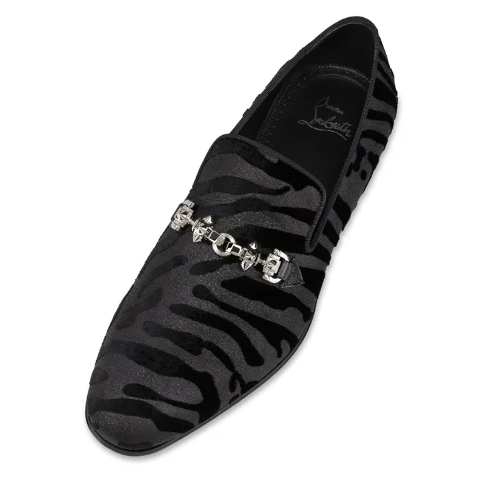 Christian Louboutin Loafers and Moccasins Men Equiswing Loafers 8211 Quagga Velvet 8211 Black