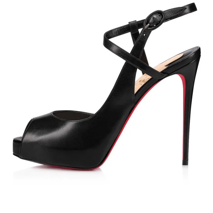 Christian Louboutin Platforms Women Jenlove Alta 120 Mm Opentoe Pumps 8211 Leather 8211 Black