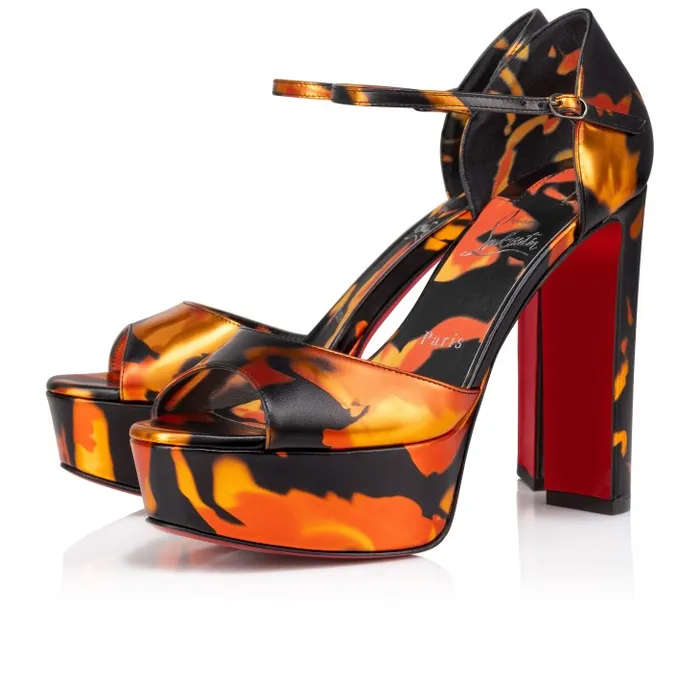 Christian Louboutin Platforms Women Sandaloo 130 Mm Sandals 8211 Specchio Leather On Fire 8211 Multicolor