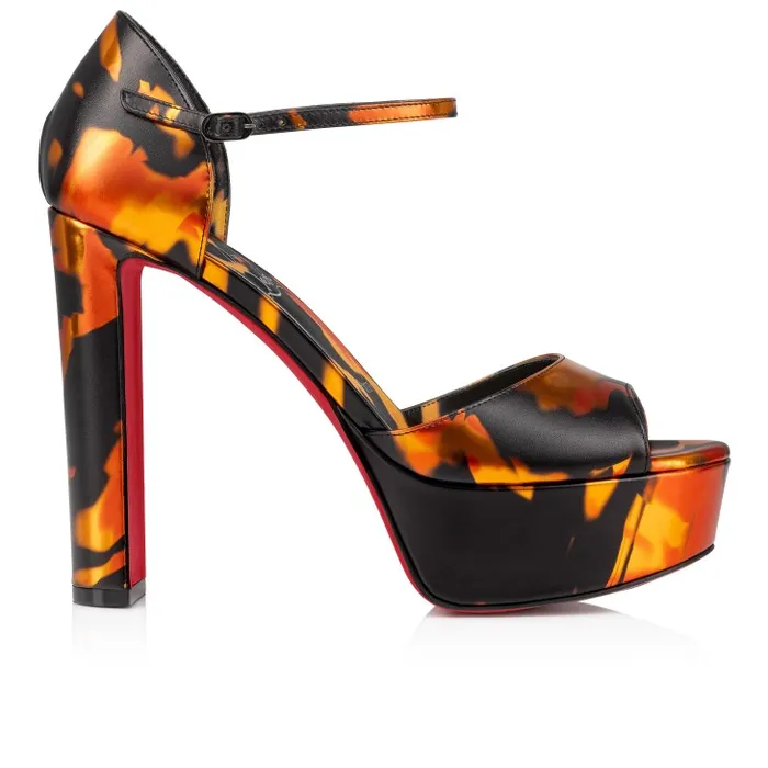 Christian Louboutin Platforms Women Sandaloo 130 Mm Sandals 8211 Specchio Leather On Fire 8211 Multicolor
