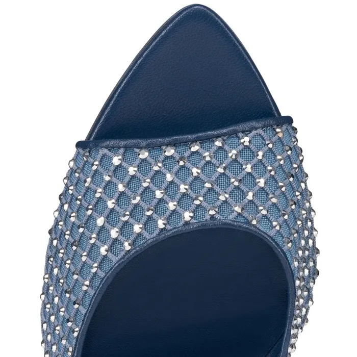 Christian Louboutin Sandals and Slides Women Apostropha Mule Mesh Strass 80 Mm Mules 8211 Mesh Nappa Leather And Strass 8211 Denim
