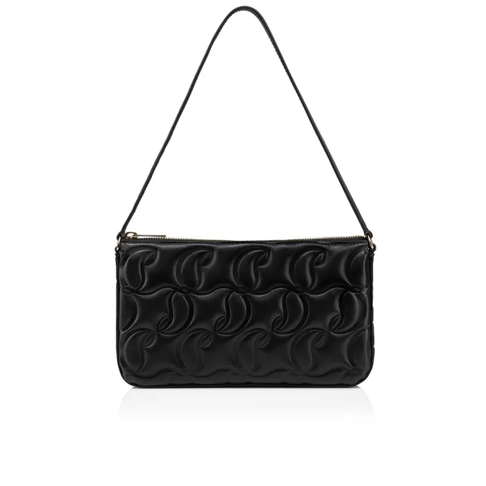 Christian Louboutin Shoulder Bags Women Loubila Pouch 8211 Monogrammed CL Embossed Nappa Leather 8211 Black