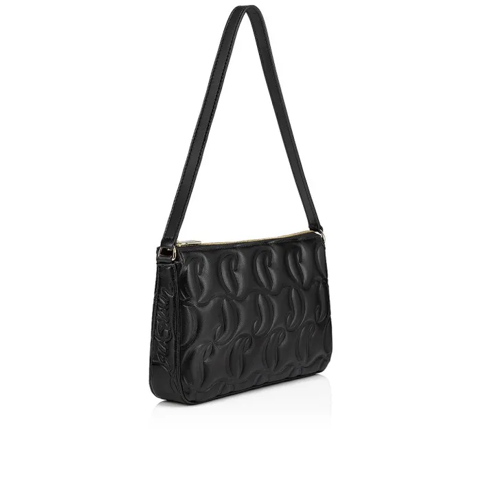 Christian Louboutin Shoulder Bags Women Loubila Pouch 8211 Monogrammed CL Embossed Nappa Leather 8211 Black