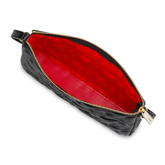 Christian Louboutin Shoulder Bags Women Loubila Pouch 8211 Monogrammed CL Embossed Nappa Leather 8211 Black
