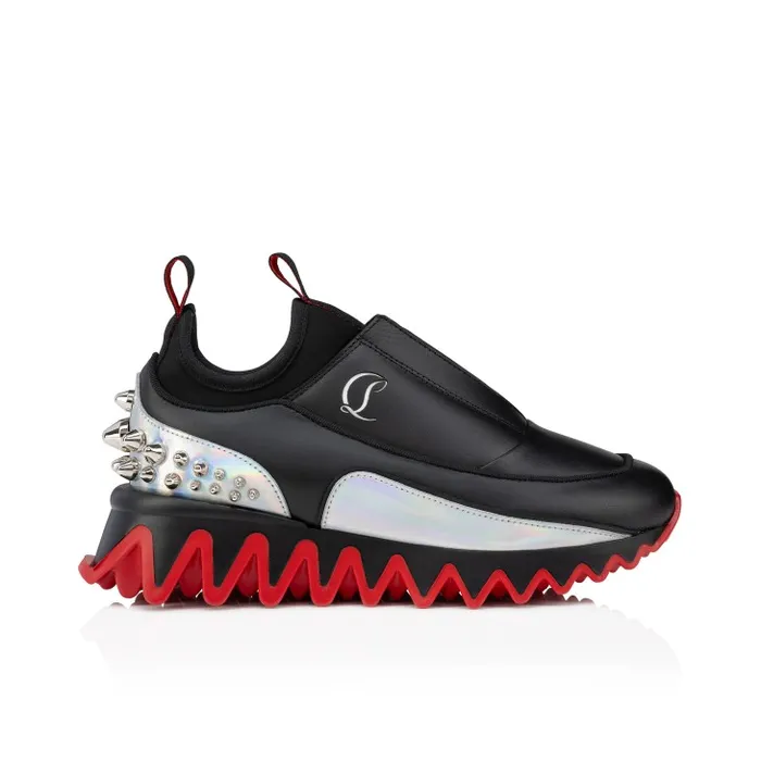 Christian Louboutin Sneakers Kids Mini Sharkyloub Running Sneakers 8211 Calf Leather And Neoprene 8211 Black
