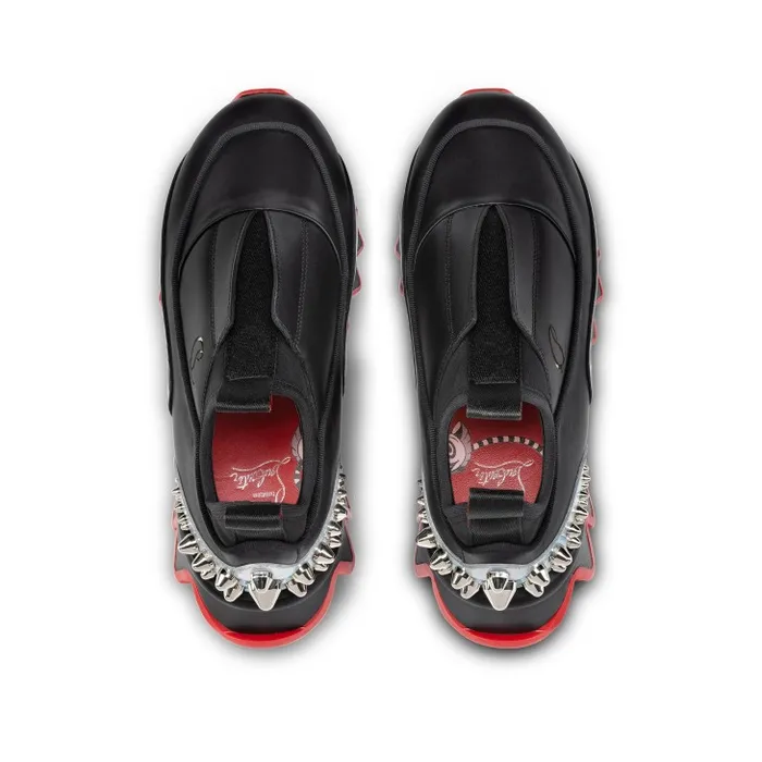 Christian Louboutin Sneakers Kids Mini Sharkyloub Running Sneakers 8211 Calf Leather And Neoprene 8211 Black