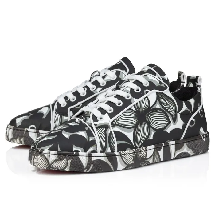 Christian Louboutin Sneakers Men Louis Junior Orlato Sneakers 8211 Petunia Printed Calf And Rubber 8211 Black