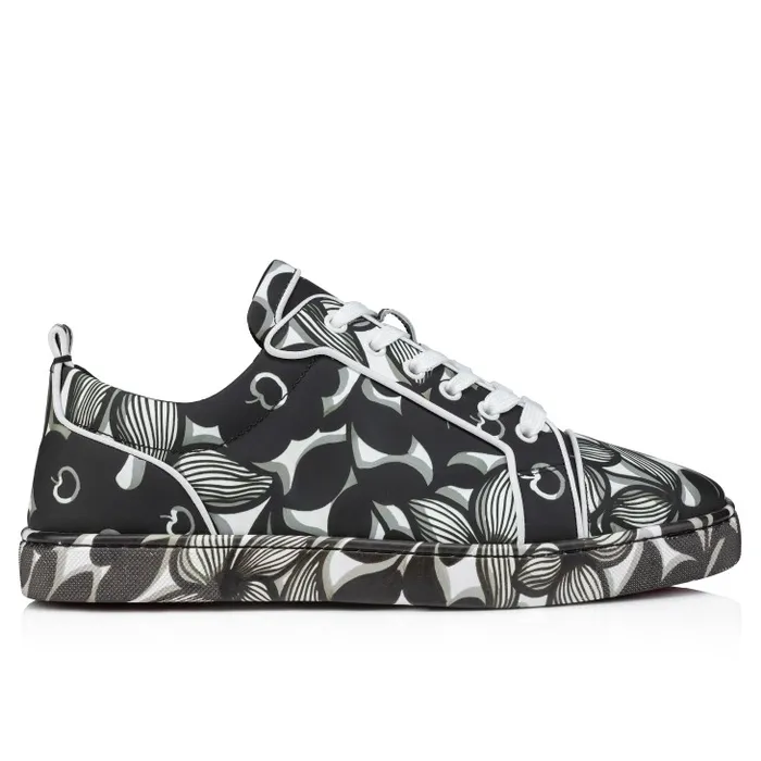 Christian Louboutin Sneakers Men Louis Junior Orlato Sneakers 8211 Petunia Printed Calf And Rubber 8211 Black