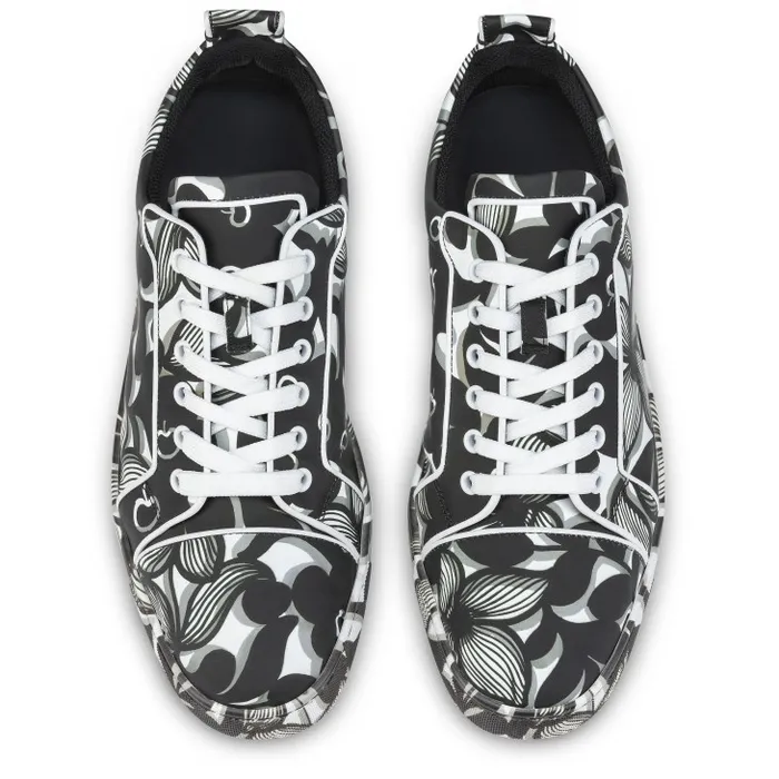 Christian Louboutin Sneakers Men Louis Junior Orlato Sneakers 8211 Petunia Printed Calf And Rubber 8211 Black