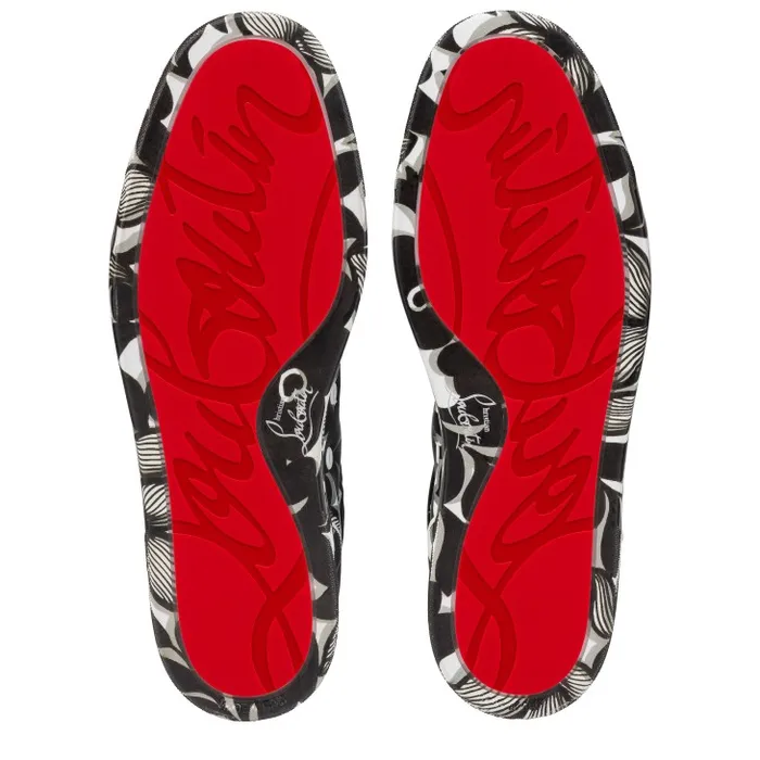 Christian Louboutin Sneakers Men Louis Junior Orlato Sneakers 8211 Petunia Printed Calf And Rubber 8211 Black