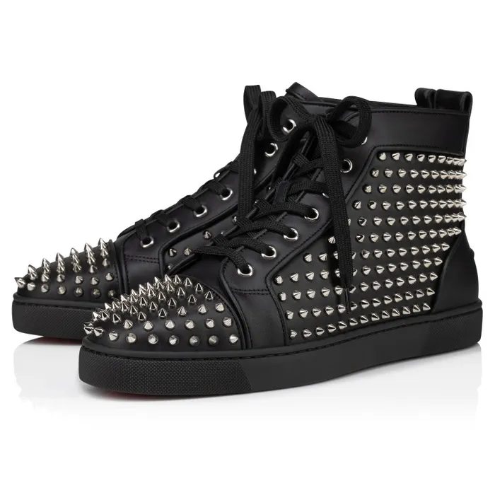 Christian Louboutin Sneakers Men Louis Spikes HighTop Sneakers 8211 Calf Leather And Spikes 8211 Black