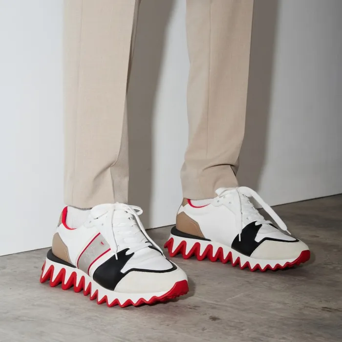 Christian Louboutin Sneakers Men Nastroshark Sneakers 8211 Olona Canva And Calf Leather 8211 White Christian Louboutin Sneakers Men Nastroshark Sneakers 8211 Olona Canva And Calf Leather 8211 White