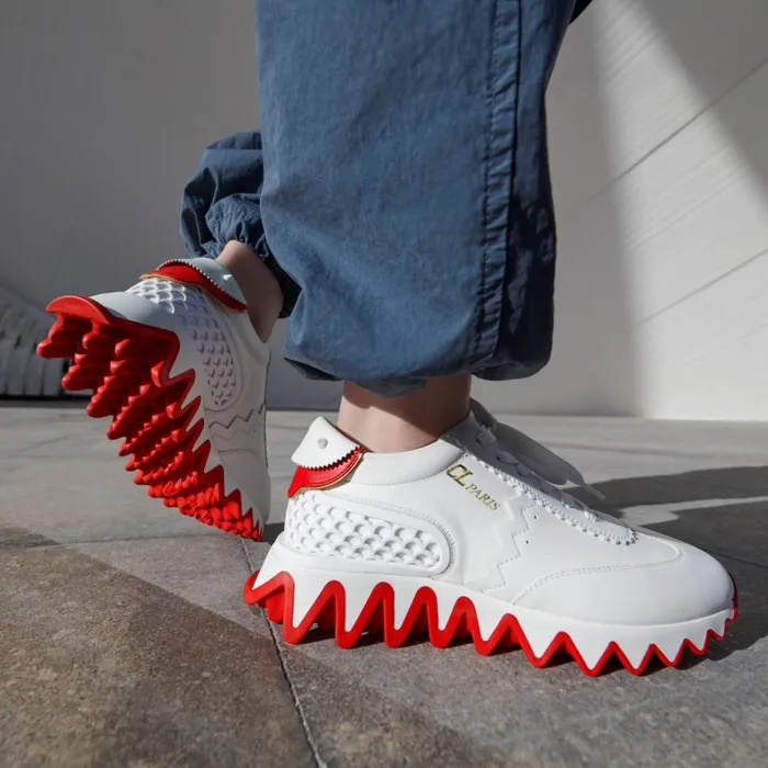 Christian Louboutin Sneakers Women Loubishark Sneakers 8211 Calf Leather And Neoprene 8211 Bianco