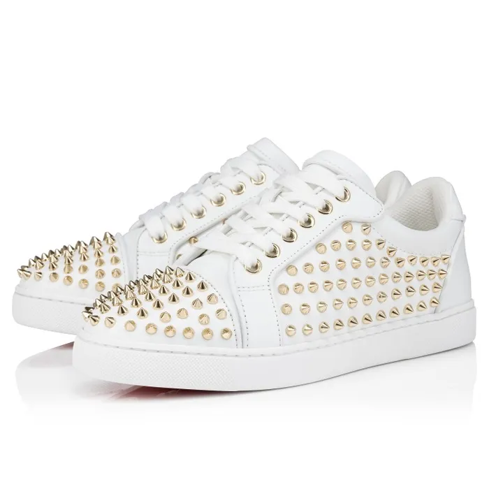 Christian Louboutin Sneakers Women Vieira Night Spikes Sneakers 8211 Smooth Calf Leather Nappa Leather And Spikes 8211 White