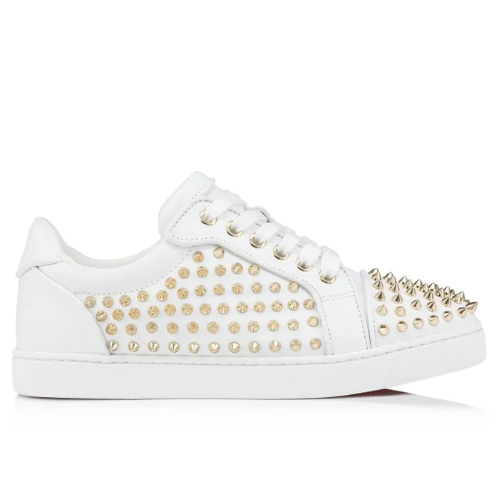 Christian Louboutin Sneakers Women Vieira Night Spikes Sneakers 8211 Smooth Calf Leather Nappa Leather And Spikes 8211 White