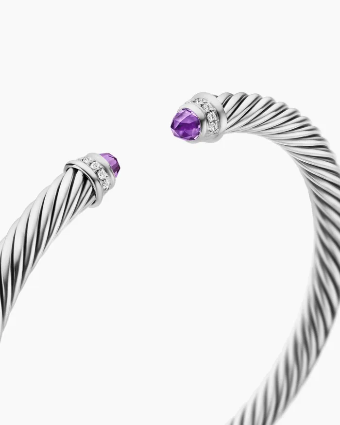 Classic Cable Bracelet In Sterling Silver With Diamonds 5mm Women David Yurman Cuff