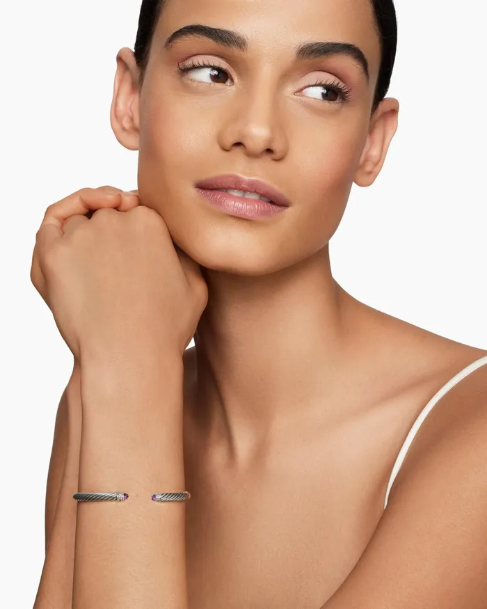 Classic Cable Bracelet In Sterling Silver With Diamonds 5mm Women David Yurman Cuff