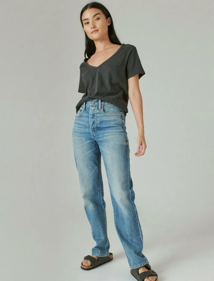 Classic VNeck Jet Black Women Lucky Brand Graphic Tees