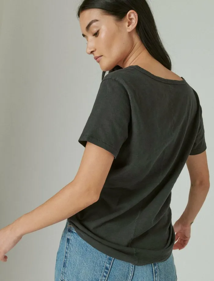 Classic VNeck Jet Black Women Lucky Brand Graphic Tees