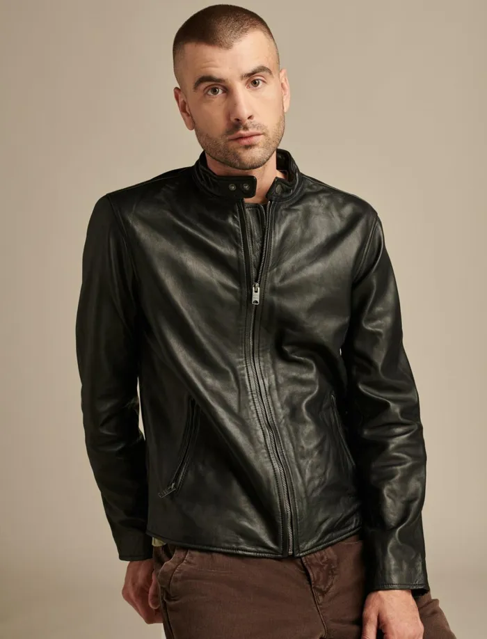 Clean Leather Bonneville Jacket 001 Black Men Lucky Brand Jackets and Outerwear