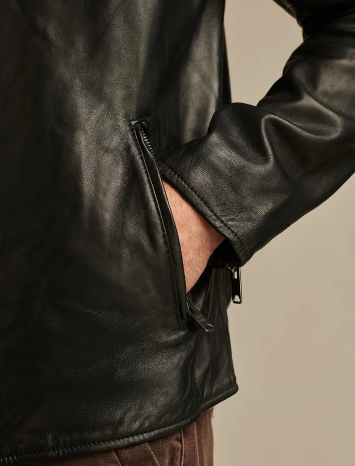 Clean Leather Bonneville Jacket 001 Black Men Lucky Brand Jackets and Outerwear