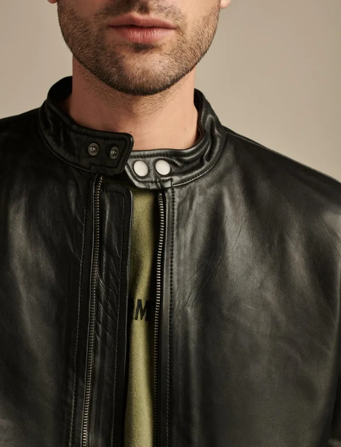 Clean Leather Bonneville Jacket 001 Black Men Lucky Brand Jackets and Outerwear