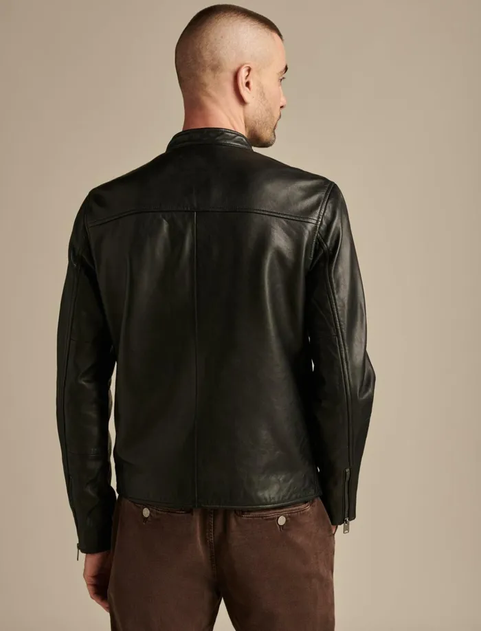 Clean Leather Bonneville Jacket 001 Black Men Lucky Brand Jackets and Outerwear