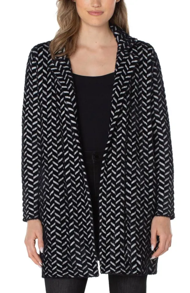 COATIGANS Women Liverpool Los Angeles OPEN FRONT COATIGAN SWEATER Black Herringbone COATIGANS Women Liverpool Los Angeles OPEN FRONT COATIGAN SWEATER Black Herringbone
