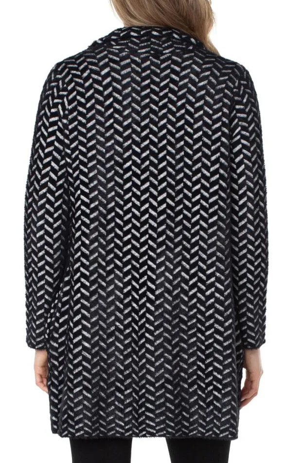 COATIGANS Women Liverpool Los Angeles OPEN FRONT COATIGAN SWEATER Black Herringbone