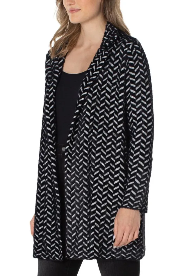 COATIGANS Women Liverpool Los Angeles OPEN FRONT COATIGAN SWEATER Black Herringbone