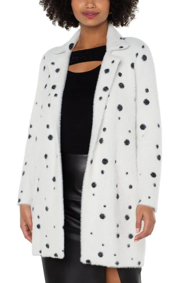 COATIGANS Women Liverpool Los Angeles OPEN FRONT COATIGAN SWEATER Black White Painted Dots COATIGANS Women Liverpool Los Angeles OPEN FRONT COATIGAN SWEATER Black White Painted Dots