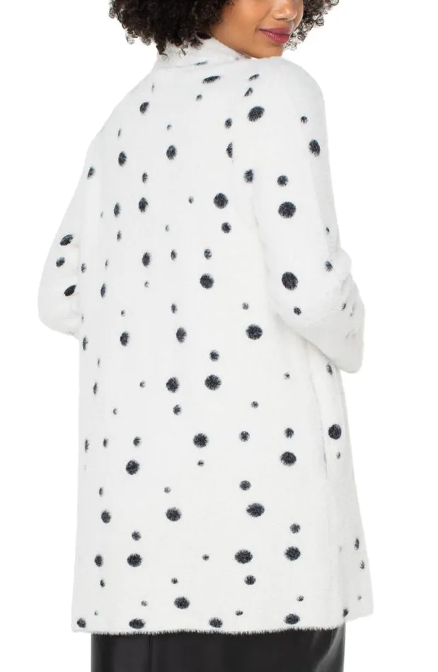 COATIGANS Women Liverpool Los Angeles OPEN FRONT COATIGAN SWEATER Black White Painted Dots
