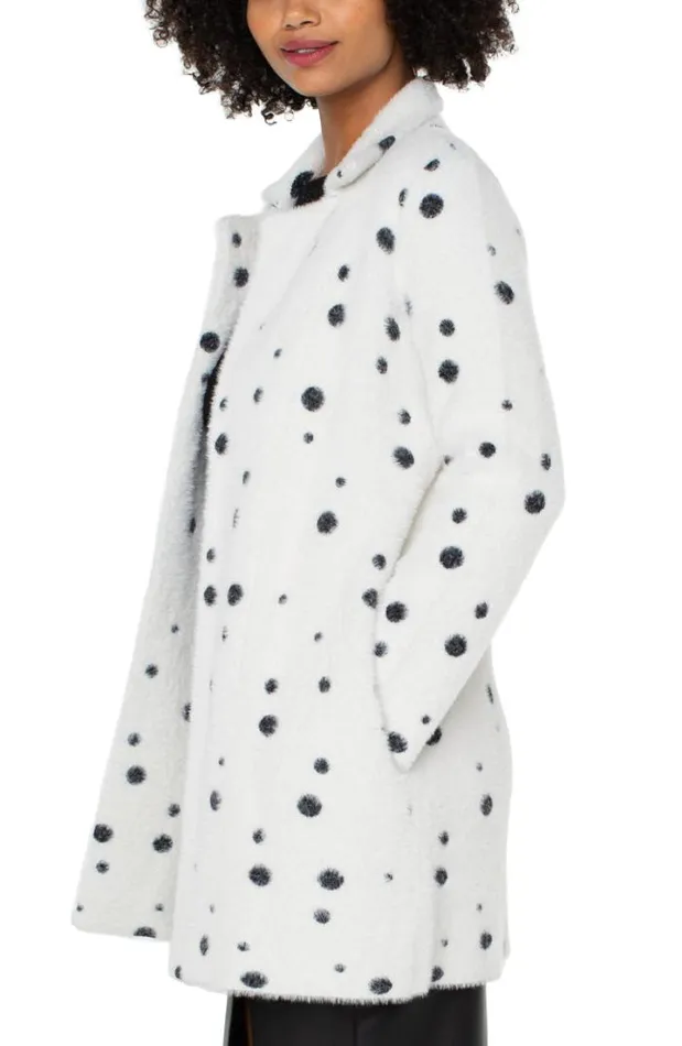 COATIGANS Women Liverpool Los Angeles OPEN FRONT COATIGAN SWEATER Black White Painted Dots