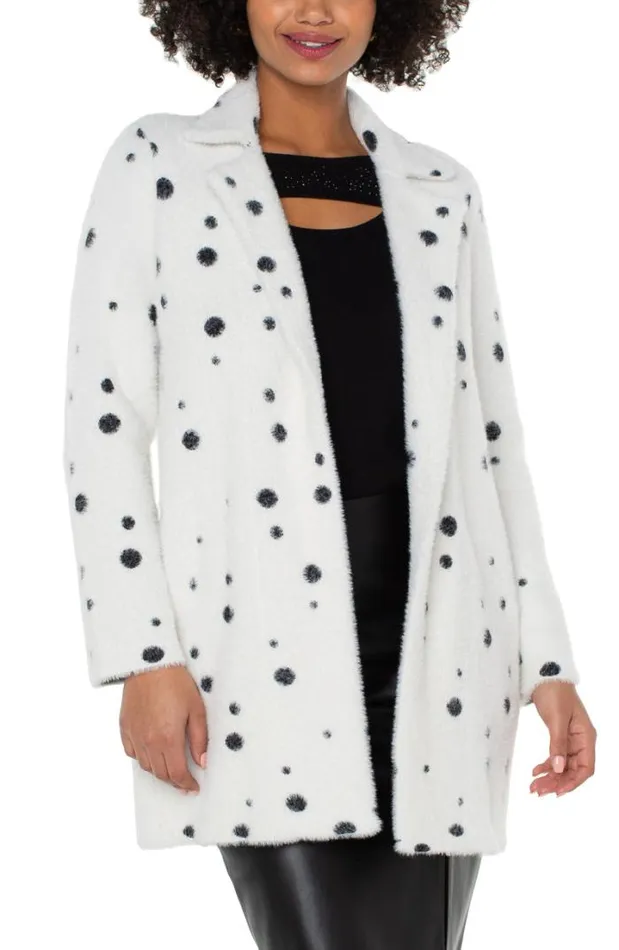 COATIGANS Women Liverpool Los Angeles OPEN FRONT COATIGAN SWEATER Black White Painted Dots