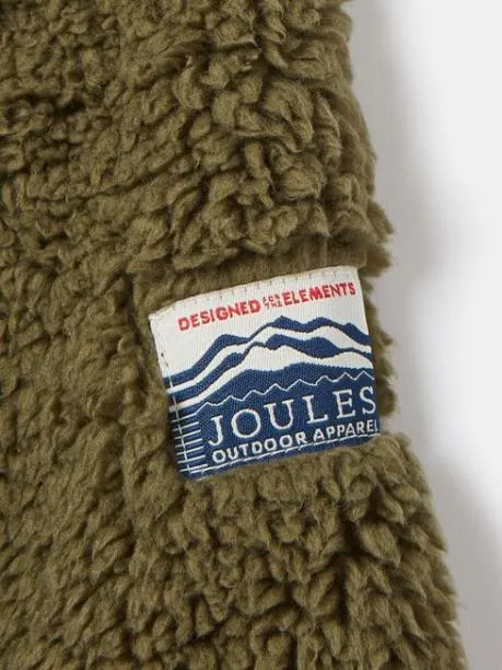 Coats and Jackets Boys Joules Khaki Green Half Zip Borg Fleece