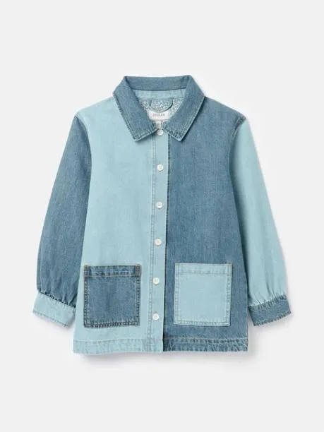 Coats and Jackets Girls Joules Blue Hotch Potch Denim Chore Jacket