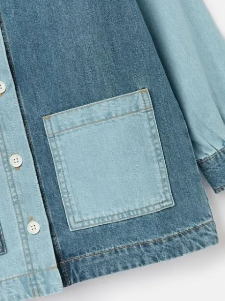 Coats and Jackets Girls Joules Blue Hotch Potch Denim Chore Jacket