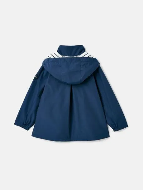 Coats and Jackets Girls Joules Navy Blue Lightweight Waterproof Raincoat With Hood