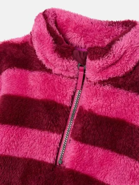 Coats and Jackets Girls Joules Pink Stripe Half Zip Borg Fleece