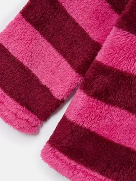 Coats and Jackets Girls Joules Pink Stripe Half Zip Borg Fleece