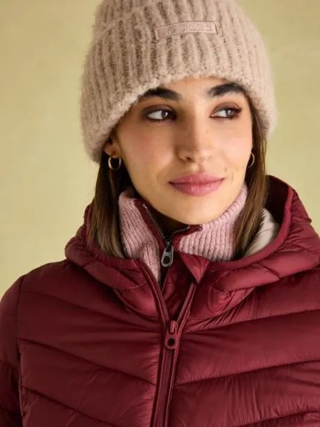 Coats and Jackets Women Joules Dark Red Showerproof Padded Coat With Hood
