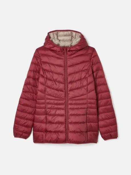Coats and Jackets Women Joules Dark Red Showerproof Padded Coat With Hood