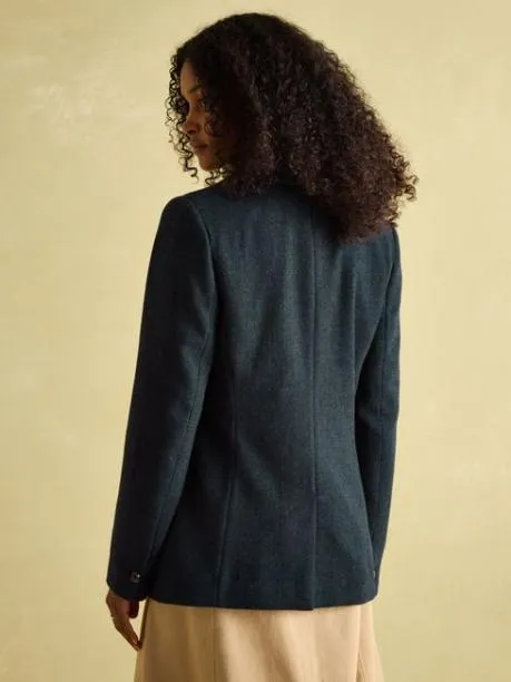 Coats and Jackets Women Joules Navy Blue Tweed Blazer