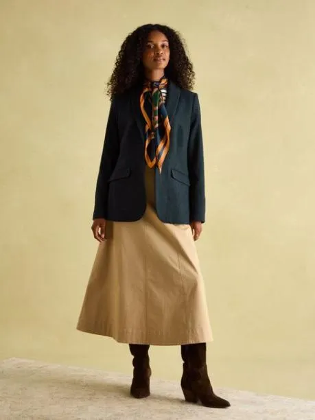 Coats and Jackets Women Joules Navy Blue Tweed Blazer