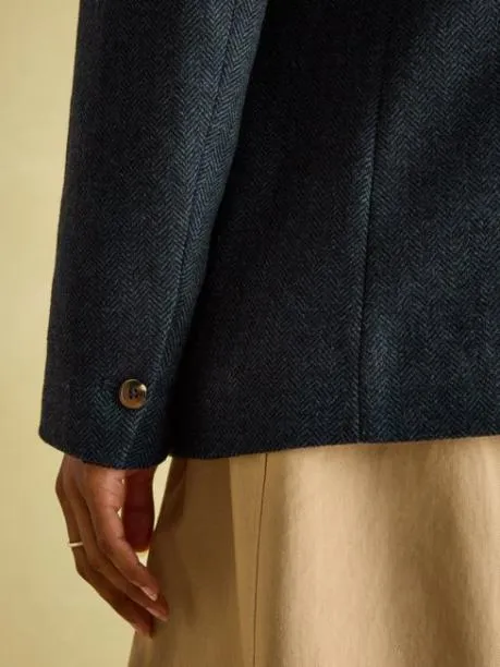 Coats and Jackets Women Joules Navy Blue Tweed Blazer
