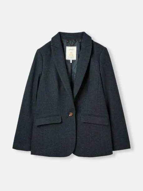 Coats and Jackets Women Joules Navy Blue Tweed Blazer
