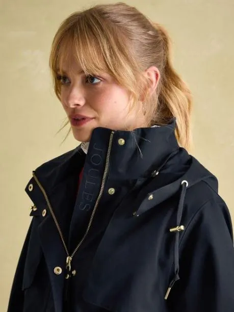 Coats and Jackets Women Joules Navy Waterproof Raincoat With Hood