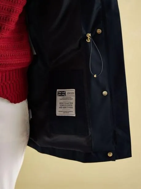 Coats and Jackets Women Joules Navy Waterproof Raincoat With Hood