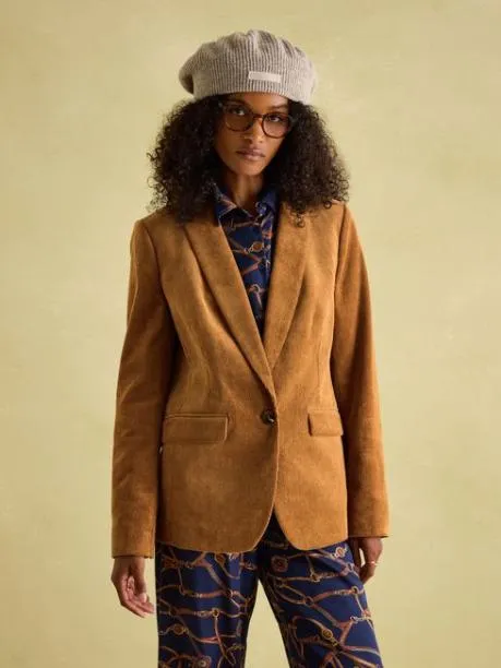 Coats and Jackets Women Joules Tan Brown Corduroy Blazer